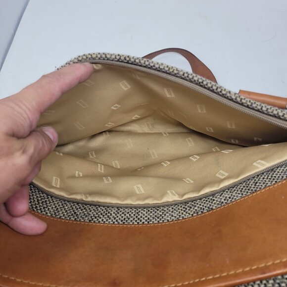 Hartmann Grey Tweed Leather Trim Shoulder Classic Business Bag 13x17x7 Briefcase - Picture 5 of 16